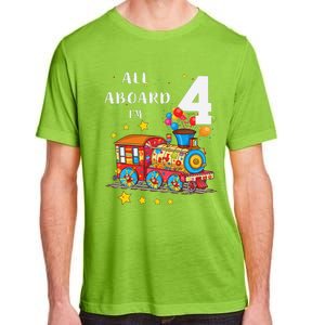 Funny All Aboard Im 4 Train Birthday Adult ChromaSoft Performance T-Shirt