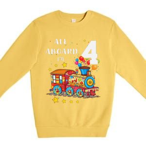 Funny All Aboard Im 4 Train Birthday Premium Crewneck Sweatshirt