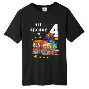 Funny All Aboard Im 4 Train Birthday Tall Fusion ChromaSoft Performance T-Shirt