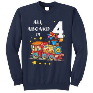 Funny All Aboard Im 4 Train Birthday Sweatshirt