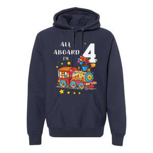 Funny All Aboard Im 4 Train Birthday Premium Hoodie