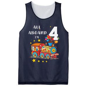 Funny All Aboard Im 4 Train Birthday Mesh Reversible Basketball Jersey Tank