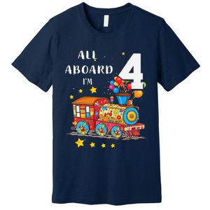 Funny All Aboard Im 4 Train Birthday Premium T-Shirt