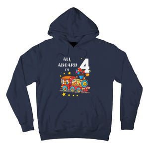 Funny All Aboard Im 4 Train Birthday Tall Hoodie