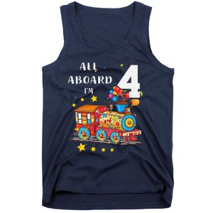 Funny All Aboard Im 4 Train Birthday Tank Top