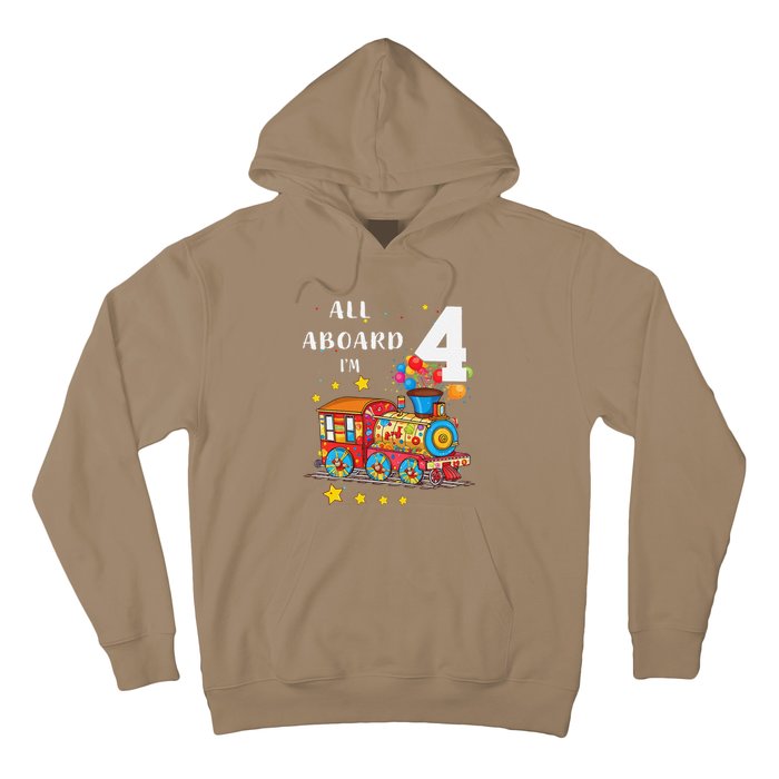 Funny All Aboard Im 4 Train Birthday Hoodie