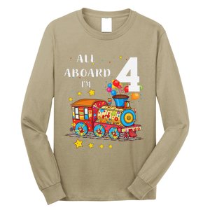 Funny All Aboard Im 4 Train Birthday Long Sleeve Shirt