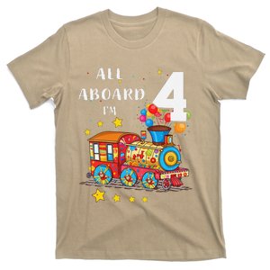 Funny All Aboard Im 4 Train Birthday T-Shirt