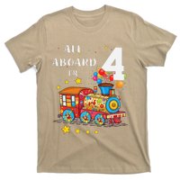 Funny All Aboard Im 4 Train Birthday T-Shirt