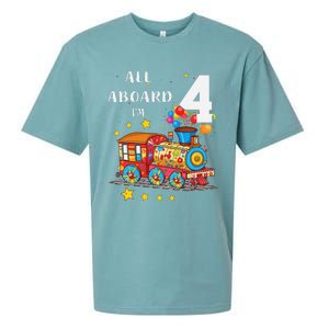 Funny All Aboard Im 4 Train Birthday Sueded Cloud Jersey T-Shirt