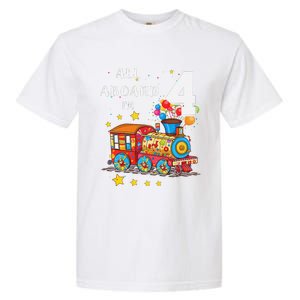 Funny All Aboard Im 4 Train Birthday Garment-Dyed Heavyweight T-Shirt