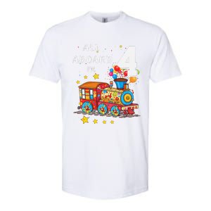 Funny All Aboard Im 4 Train Birthday Softstyle CVC T-Shirt