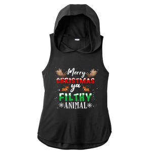 Funny Alone At Home Movies Merry Christmas You Filty Animal Great Gift Ladies PosiCharge Tri-Blend Wicking Draft Hoodie Tank