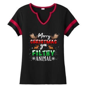 Funny Alone At Home Movies Merry Christmas You Filty Animal Great Gift Ladies Halftime Notch Neck Tee