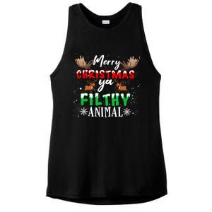 Funny Alone At Home Movies Merry Christmas You Filty Animal Great Gift Ladies PosiCharge Tri-Blend Wicking Tank