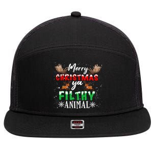 Funny Alone At Home Movies Merry Christmas You Filty Animal Great Gift 7 Panel Mesh Trucker Snapback Hat