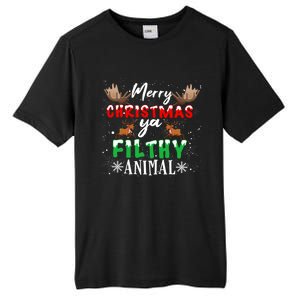 Funny Alone At Home Movies Merry Christmas You Filty Animal Great Gift Tall Fusion ChromaSoft Performance T-Shirt