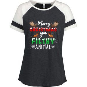 Funny Alone At Home Movies Merry Christmas You Filty Animal Great Gift Enza Ladies Jersey Colorblock Tee