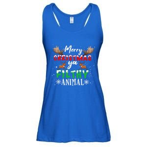 Funny Alone At Home Movies Merry Christmas You Filty Animal Great Gift Ladies Essential Flowy Tank