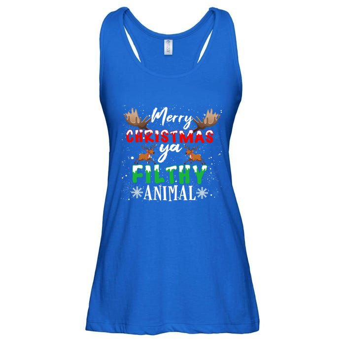 Funny Alone At Home Movies Merry Christmas You Filty Animal Great Gift Ladies Essential Flowy Tank