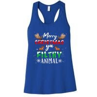 Funny Alone At Home Movies Merry Christmas You Filty Animal Great Gift Women's Racerback Tank