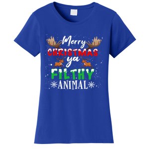 Funny Alone At Home Movies Merry Christmas You Filty Animal Great Gift Women's T-Shirt