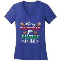 Funny Alone At Home Movies Merry Christmas You Filty Animal Great Gift Women's V-Neck T-Shirt