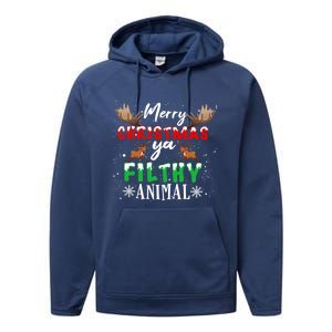 Funny Alone At Home Movies Merry Christmas You Filty Animal Great Gift Performance Fleece Hoodie