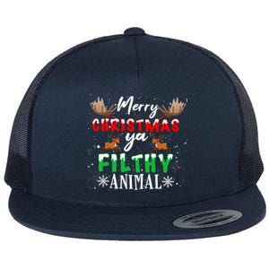 Funny Alone At Home Movies Merry Christmas You Filty Animal Great Gift Flat Bill Trucker Hat