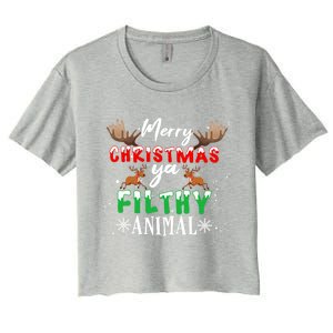 Funny Alone At Home Movies Merry Christmas You Filty Animal Great Gift Women's Crop Top Tee