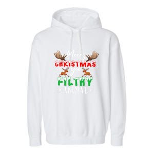 Funny Alone At Home Movies Merry Christmas You Filty Animal Great Gift Garment-Dyed Fleece Hoodie