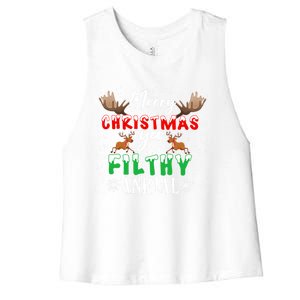 Funny Alone At Home Movies Merry Christmas You Filty Animal Great Gift Women's Racerback Cropped Tank