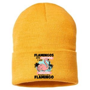 Flamingos Are Awesome I Am Awesome Funny Pink Flamingoes Gift Sustainable Knit Beanie