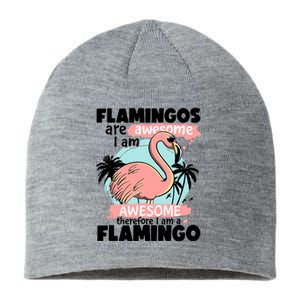 Flamingos Are Awesome I Am Awesome Funny Pink Flamingoes Gift Sustainable Beanie