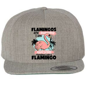 Flamingos Are Awesome I Am Awesome Funny Pink Flamingoes Gift Wool Snapback Cap