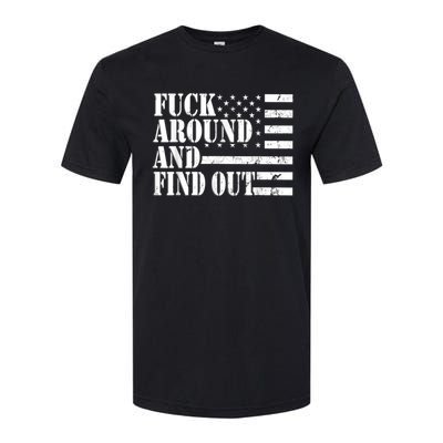 Fuck Around And Find Out American USA Flag Funny Softstyle CVC T-Shirt