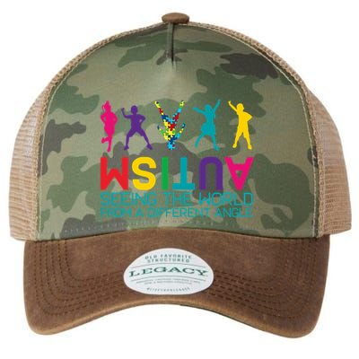 Funny Autism Awareness Seeing The World From Different Angles Legacy Tie Dye Trucker Hat