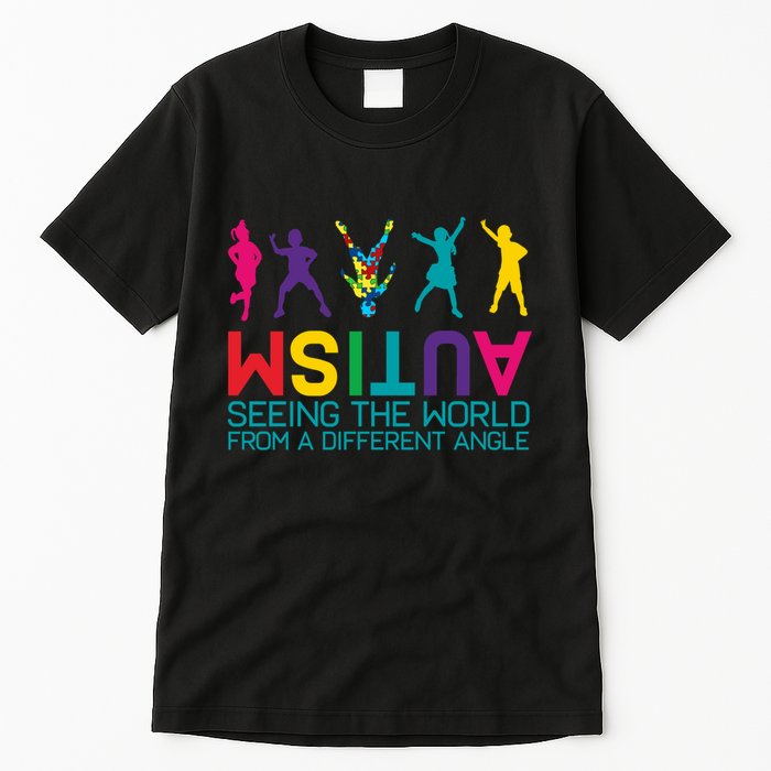 Funny Autism Awareness Seeing The World From Different Angles Tall T-Shirt