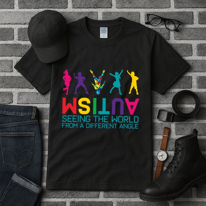 Funny Autism Awareness Seeing The World From Different Angles Tall T-Shirt