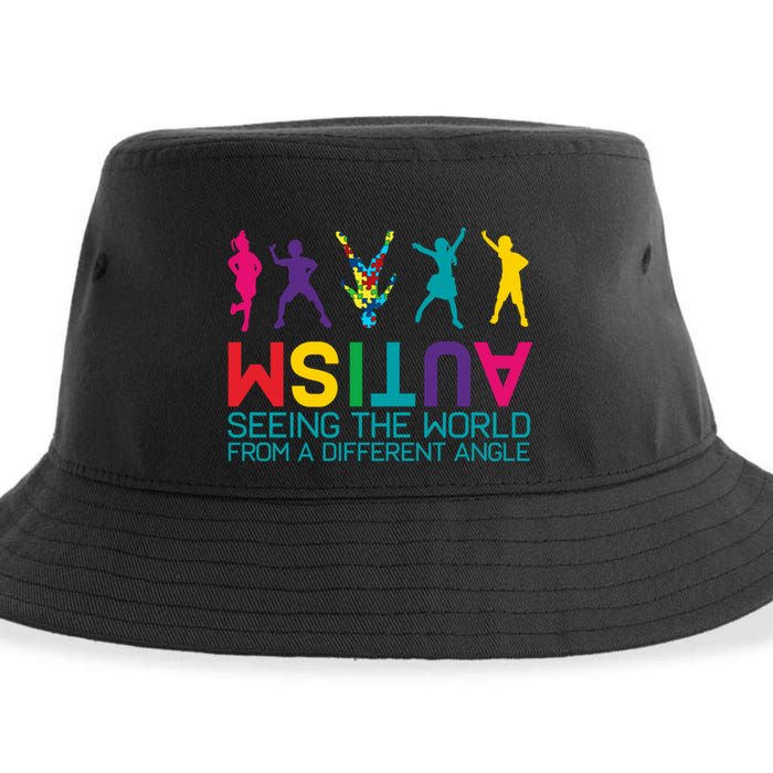 Funny Autism Awareness Seeing The World From Different Angles Sustainable Bucket Hat