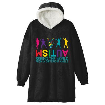 Funny Autism Awareness Seeing The World From Different Angles Hooded Wearable Blanket