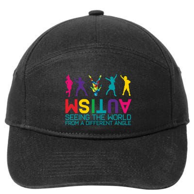 Funny Autism Awareness Seeing The World From Different Angles 7-Panel Snapback Hat