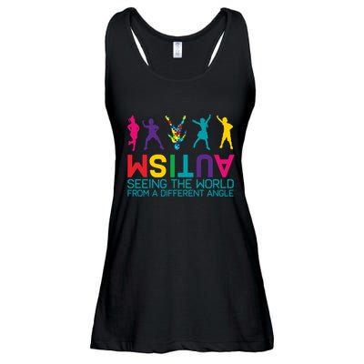 Funny Autism Awareness Seeing The World From Different Angles Ladies Essential Flowy Tank