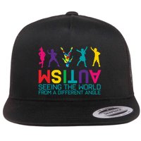 Funny Autism Awareness Seeing The World From Different Angles Flat Bill Trucker Hat