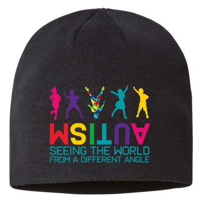 Funny Autism Awareness Seeing The World From Different Angles Sustainable Beanie