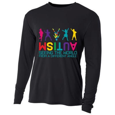 Funny Autism Awareness Seeing The World From Different Angles Cooling Performance Long Sleeve Crew