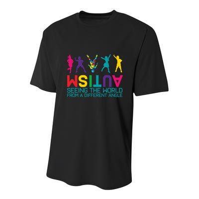 Funny Autism Awareness Seeing The World From Different Angles Youth Performance Sprint T-Shirt