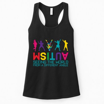 Funny Autism Awareness Seeing The World From Different Angles Womens Tank Top