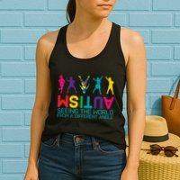 Funny Autism Awareness Seeing The World From Different Angles Womens Tank Top