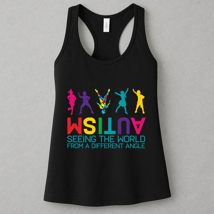 Funny Autism Awareness Seeing The World From Different Angles Womens Tank Top